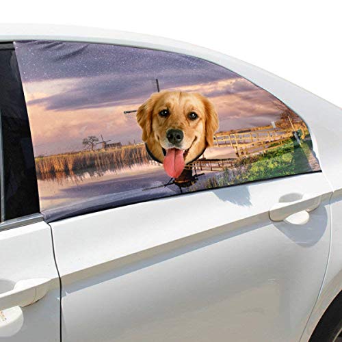 Molino de viento pintoresco Plegable Perro de seguridad para mascotas Coche Impreso Ventana Valla Cortina Barreras Protector para bebé niño Ajustable Flexible Parasol Sombra Ajuste universal para Suv