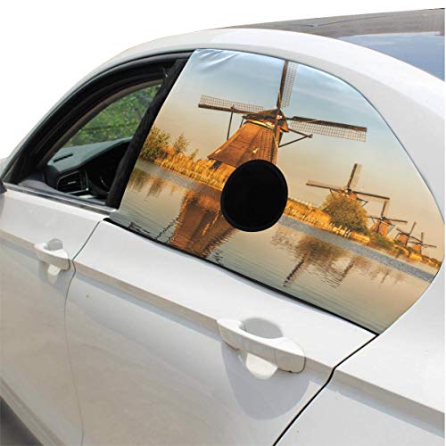 Molino de viento pintoresco Plegable Perro de seguridad para mascotas Coche Impreso Ventana Valla Cortina Barreras Protector para bebé niño Ajustable Flexible Parasol Sombra Ajuste universal para Suv
