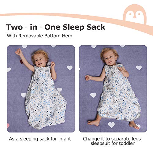 Momcozy Saco de Dormir para Bebé, Saco de Dormir 2 en 1 30% Algodón + 70% Fibra de Bambú, Bolsa de Dormir de Muselina Súper Suave con Cremallera de 2 vías, Uso Prolongado en Edad
