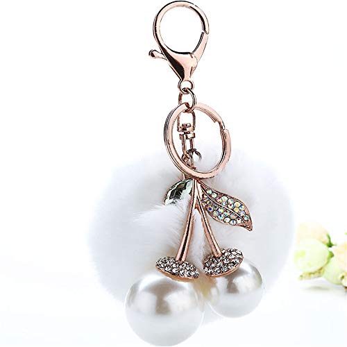 MOMIN Llaveros Novia Día de Creative Mullido Bola Cereza Colgante Llavero Accesorios Valentín Regalo para Mujeres y Niñas (Color : Red)