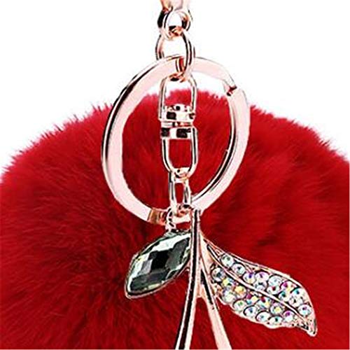 MOMIN Llaveros Novia Día de Creative Mullido Bola Cereza Colgante Llavero Accesorios Valentín Regalo para Mujeres y Niñas (Color : Red)