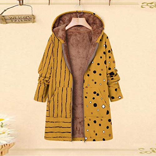 MOMOXI Talla Extra Mujer Invierno Cálido Vintage Floral Impreso Más Grueso Cremallera Abrigo Desgastar Mujer Invierno Abrigo Casual Sudadera con Capucha Chaqueta de Lana Capa Jacket Parka Pullover