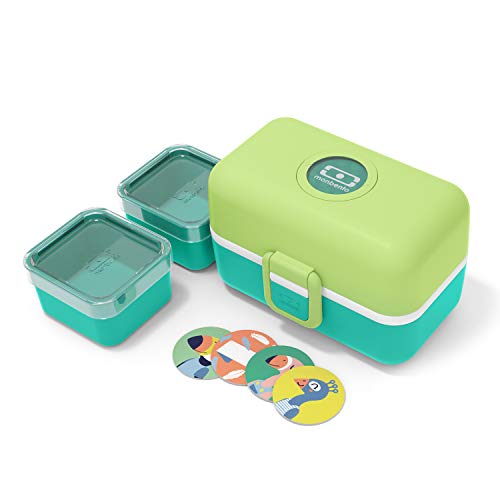 monbento - MB Tresor Verde Apple Fiambrera Infantil - Lonchera para niños 3 Compartimientos - Caja merienda - Bento Box sin BPA - Segura y Duradera