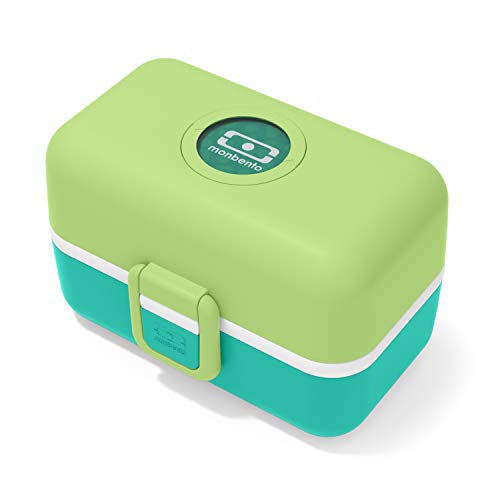 monbento - MB Tresor Verde Apple Fiambrera Infantil - Lonchera para niños 3 Compartimientos - Caja merienda - Bento Box sin BPA - Segura y Duradera