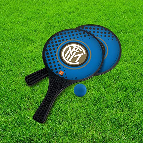 Mondo Toys – 2 Raquetas de plástico – Pelota de Goma – Juego de Playa para niños y Adultos – Producto Oficial del F.C. Inter Milano – Unisex – 15024