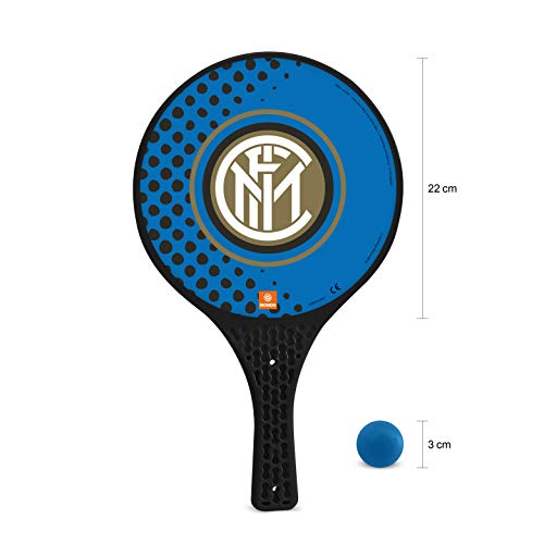 Mondo Toys – 2 Raquetas de plástico – Pelota de Goma – Juego de Playa para niños y Adultos – Producto Oficial del F.C. Inter Milano – Unisex – 15024