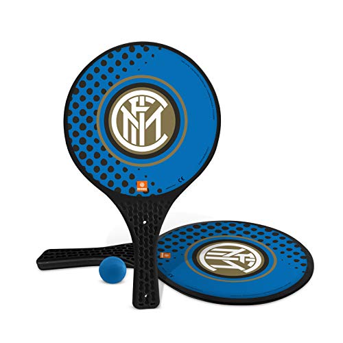 Mondo Toys – 2 Raquetas de plástico – Pelota de Goma – Juego de Playa para niños y Adultos – Producto Oficial del F.C. Inter Milano – Unisex – 15024