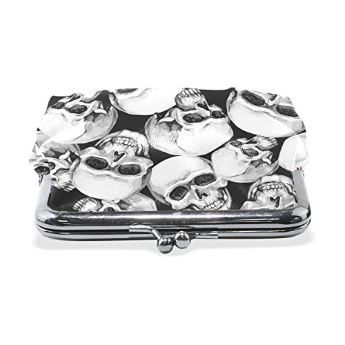 Monedero de calaveras divertido con broche de piel para mujer, pequeño bolso de cambios, tarjetero