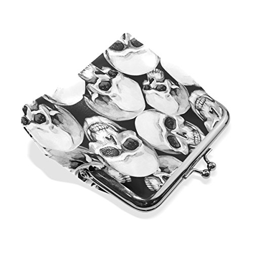 Monedero de calaveras divertido con broche de piel para mujer, pequeño bolso de cambios, tarjetero