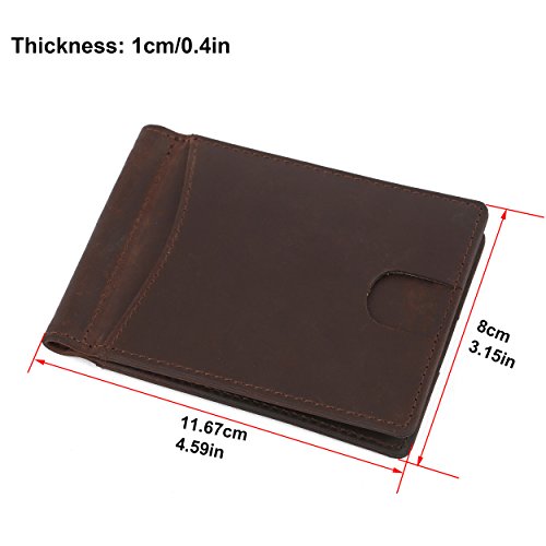 Monedero de Cuero para Hombres, Carteras para Hombres, Monedero Tarjeta de crédito para Tarjetas de protección RFID, Dinero Clip lip 4 Tarjetas con Bolsillo para Monedas (Brown)