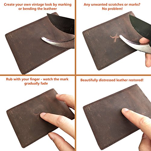 Monedero de Cuero para Hombres, Carteras para Hombres, Monedero Tarjeta de crédito para Tarjetas de protección RFID, Dinero Clip lip 4 Tarjetas con Bolsillo para Monedas (Brown)