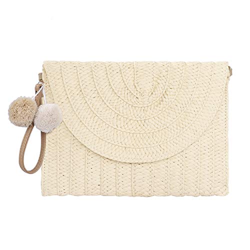 Monedero de Embrague de Paja, Bolsa de Noche Mujer, Bolsos de la Tarde Boho Tejidas Envelope Clutch Cartera Fiesta Bolsa de la Boda del Verano de la Paja para la Muchacha de Las Mujeres