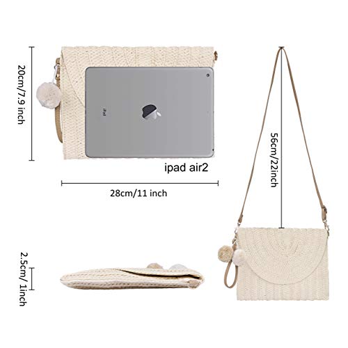 Monedero de Embrague de Paja, Bolsa de Noche Mujer, Bolsos de la Tarde Boho Tejidas Envelope Clutch Cartera Fiesta Bolsa de la Boda del Verano de la Paja para la Muchacha de Las Mujeres