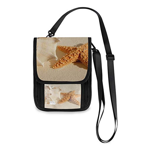 Monedero Organizador Monedero Billetera Portatarjetas de gran capacidad Bolsa de teléfono Mar tropical Playa Arena Conchas Estrella de mar Monedero