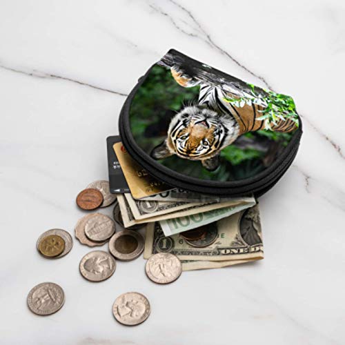 Monederos para Mujeres Tigre de Bengala en el Bosque Que Muestra la Cabeza y Las piernas Cremallera Monedero Bolsas para Monedas para Mujeres con Cremallera Mini Bolsas de Maquillaje cosmético para m