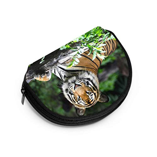 Monederos para Mujeres Tigre de Bengala en el Bosque Que Muestra la Cabeza y Las piernas Cremallera Monedero Bolsas para Monedas para Mujeres con Cremallera Mini Bolsas de Maquillaje cosmético para m