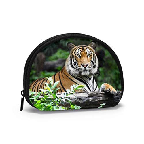 Monederos para Mujeres Tigre de Bengala en el Bosque Que Muestra la Cabeza y Las piernas Cremallera Monedero Bolsas para Monedas para Mujeres con Cremallera Mini Bolsas de Maquillaje cosmético para m