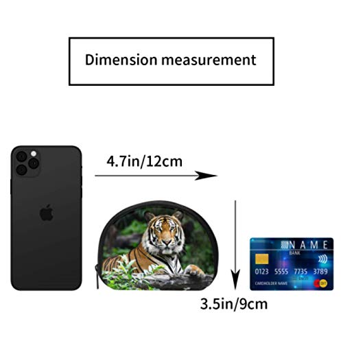 Monederos para Mujeres Tigre de Bengala en el Bosque Que Muestra la Cabeza y Las piernas Cremallera Monedero Bolsas para Monedas para Mujeres con Cremallera Mini Bolsas de Maquillaje cosmético para m