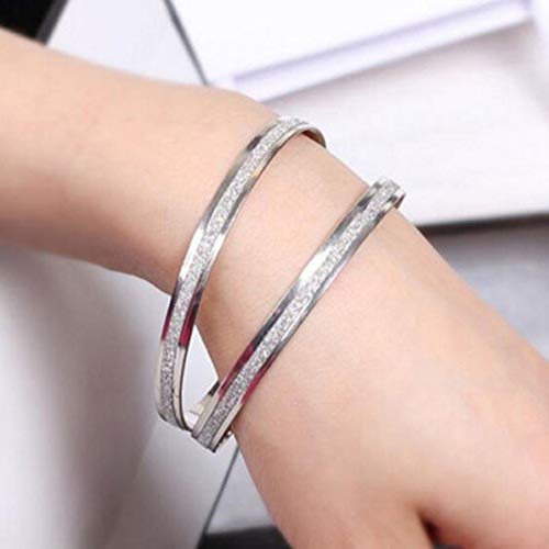 Monllack Pulsera Hermosa para Mujer, Mujer, Pulsera única, Tipo Exfoliante para Mujer, Pulsera de Boda, Brazalete, joyería Fina, Regalo (Plata)