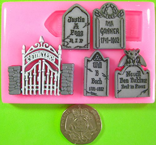 Monstruo Mash Cementerio Smash Halloween Molde de silicona para la torta de Decoración Pastel de Cupcake Toppers Glaseado Sugarcraft Tool por Fairie Blessings