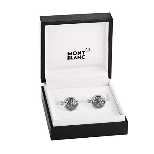 Montblanc Men's Round Silver Steel With Martele Inlay Cufflinks 124207