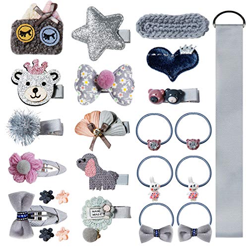 MOOKLIN ROAM Niñas Pinzas Para el Cabello, 24 Pcs Bebé Niña Lazos para el pelo con Caja de regalo, Clips de pelo Horquillas Linda Pinza de Pelo para chicas y mujeres (Gris)
