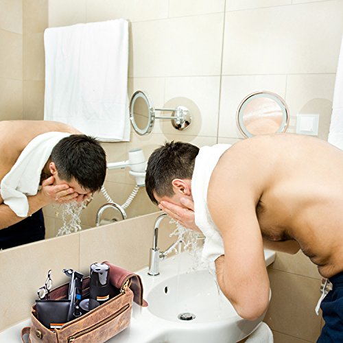 Moonster Neceser de Viaje para Hombre y Mujer – Bolsa de Aseo para Hombre Hecha a Mano Estilo Neceser Vintage Resistente Compacta y Práctica – Almacene los Artículos de Aseo para Viaje con Estilo