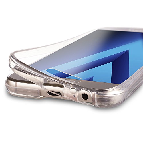 Moozy Funda 360 Grados para Samsung A3 2017 Transparente Silicona - Full Body Case Carcasa Protectora Cuerpo Completo