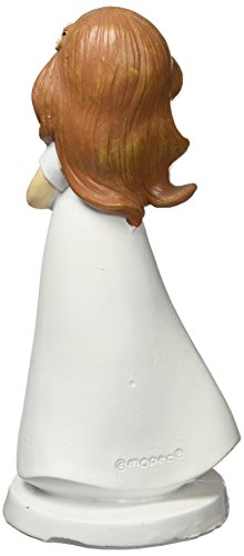 Mopec Figura de Pastel para Comunión de Niña y Paloma, Poliresina, 7.8x7.8x16 cm