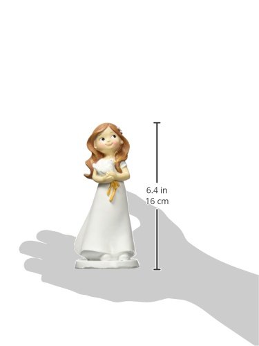 Mopec Figura de Pastel para Comunión de Niña y Paloma, Poliresina, 7.8x7.8x16 cm