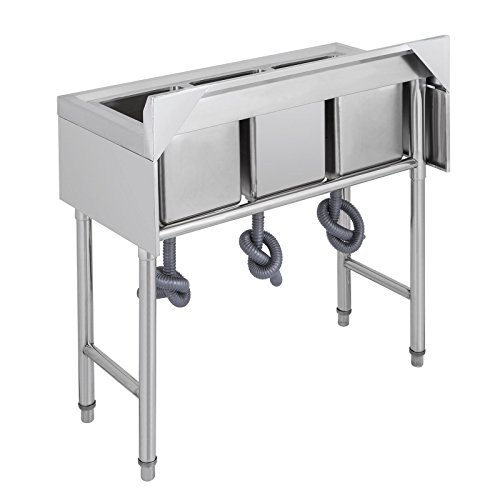 Moracle Fregadero de Cocina de 3 Seno Fregadero Hecho a Mano de Acero Inoxidable Fregadero Cuadrado para la Cocina