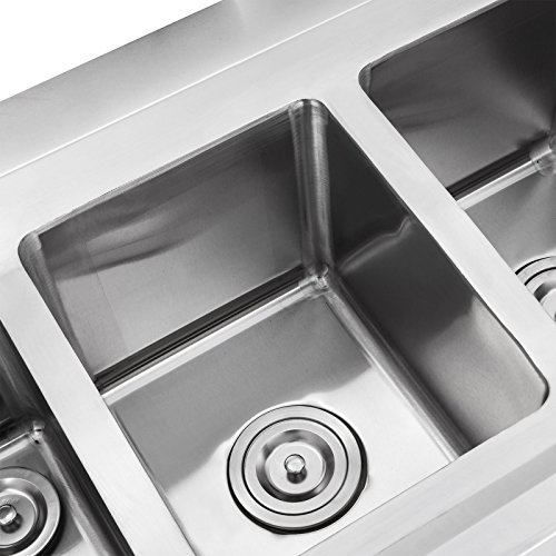 Moracle Fregadero de Cocina de 3 Seno Fregadero Hecho a Mano de Acero Inoxidable Fregadero Cuadrado para la Cocina