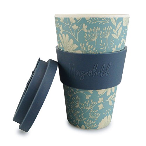 Morgenheld Vaso de bambu moderno | vaso para llevar | vaso para café con tapa de silicona de diseño moderno | capacidad total 400 ml