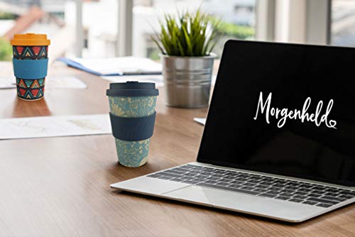 Morgenheld Vaso de bambu moderno | vaso para llevar | vaso para café con tapa de silicona de diseño moderno | capacidad total 400 ml