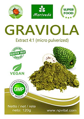 MoriVeda® - Graviola en polvo Extracto de 360g 4:1 polvo de fruta altamente concentrado, producto de calidad (1x120g)
