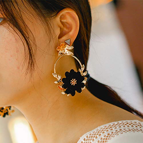 Morran Pendientes mujer con flor Cubic Zirconia en pendientes para mujeres niñas de circón elegantes pendientes