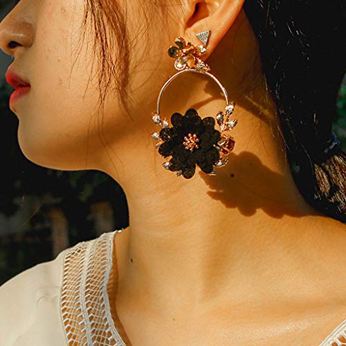 Morran Pendientes mujer con flor Cubic Zirconia en pendientes para mujeres niñas de circón elegantes pendientes