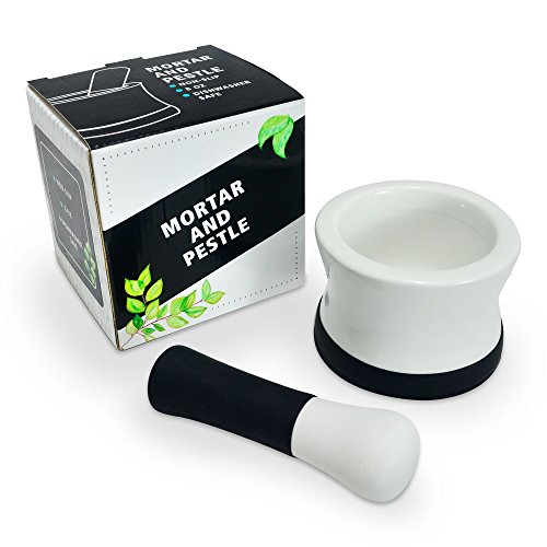 Mortero de Cocina en Porcelana Farmacéutica con Base Antideslizante de Silicona