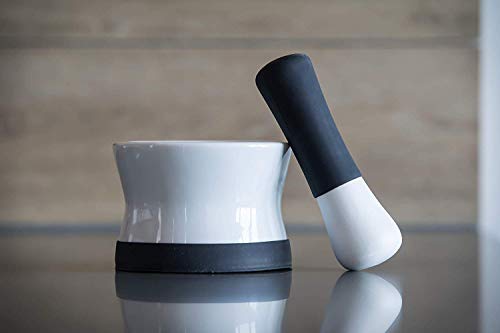 Mortero de Cocina en Porcelana Farmacéutica con Base Antideslizante de Silicona