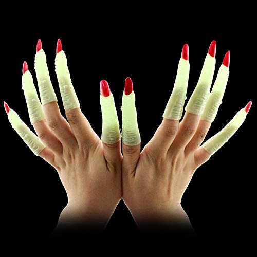 Mothcattl Halloween Fake Luminous Witch uñas espeluznantes fiesta Cosplay Props 10 piezas 10 piezas