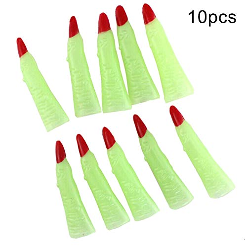 Mothcattl Halloween Fake Luminous Witch uñas espeluznantes fiesta Cosplay Props 10 piezas 10 piezas