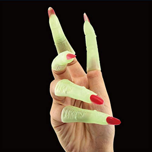 Mothcattl Halloween Fake Luminous Witch uñas espeluznantes fiesta Cosplay Props 10 piezas 10 piezas