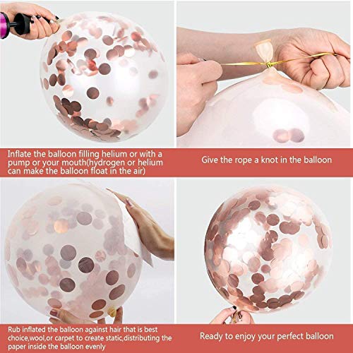 MOULLY Globos de Cumpleaños Oro Rosa, Decoración de Cumpleaños en Globo Oro Rosa, Guirnalda de Globos Happy Birthday, Globus de Confeti, Set de Decoraciones para Fiestas de Niñas y Mujeres