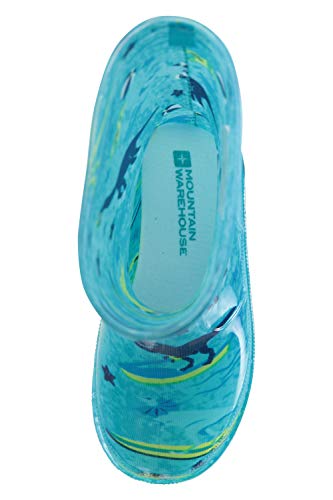 Mountain Warehouse Botas de Agua Splash Junior con Luces parpadeantes para niños - Duraderas, de Limpieza fácil - La Suela se Ilumina - Botas de Agua Ideales Dinosaur 25.5