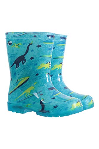 Mountain Warehouse Botas de Agua Splash Junior con Luces parpadeantes para niños - Duraderas, de Limpieza fácil - La Suela se Ilumina - Botas de Agua Ideales Dinosaur 25.5