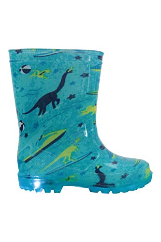 Mountain Warehouse Botas de Agua Splash Junior con Luces parpadeantes para niños - Duraderas, de Limpieza fácil - La Suela se Ilumina - Botas de Agua Ideales Dinosaur 25.5