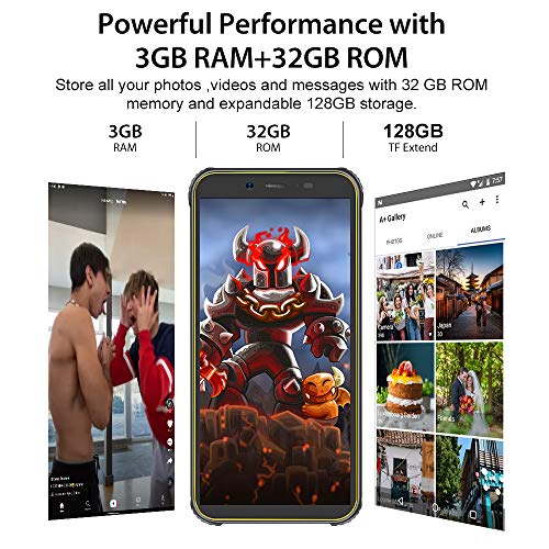 Movil Antigolpes, Blackview BV5500 Plus Android 10 Teléfono Robusto 3GB+32GB (SD 128GB), 8MP+0.3MP+5MP, Batería 4400mAh, Smartphone 4G de 5.5" HD+ Móvil Resistente, Dual SIM/NFC/Face ID/GPS-Amarillo