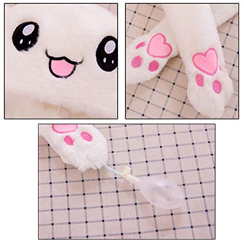 Móviles Gorro de Conejo Felpa Animal Oreja Sombrero Oreja Puede Moverse hacia Arriba y Abajo con Orejas para Juguete Regalo Regalo De Cumpleaños (Blanco)