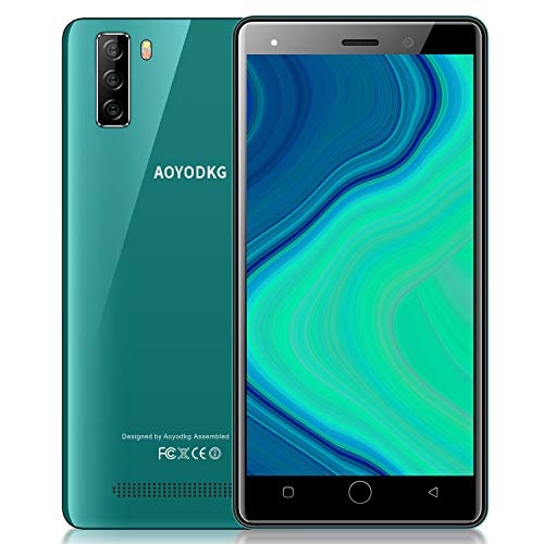 Moviles Libres 4G, 16GB ROM Android 9.0 5MP+8MP, 5.0 Pulgadas Smartphone Libre Dual SIM, 3400mAh Quad Core Face ID Moviles Buenos (2 x Micro SIM +1 MicroSD- Verde