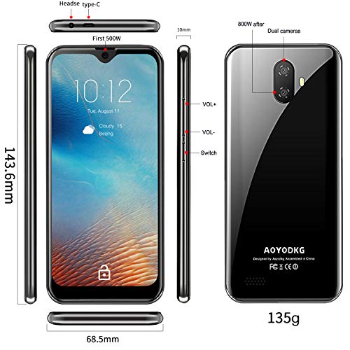 Moviles Libres 4G LTE,3GO RAM+32GO ROM,Android 9.0 Google Certificación GMS,5.5 Pulgadas Smartphone Libre Dual SIM, 3400mAh Quad Core Moviles Buenos (2 x Micro SIM +1 MicroSD)
